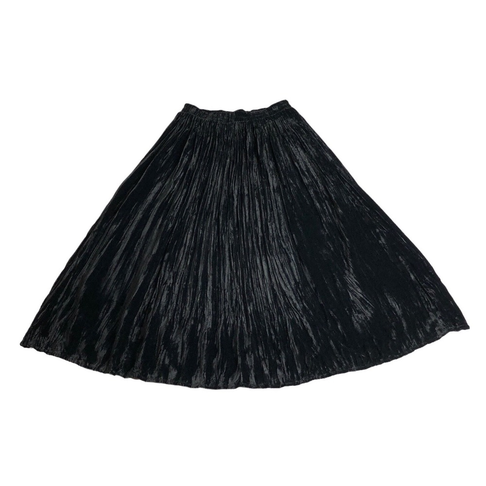 Vintage Y2K 90s Coldwater Creek Velvet Midi Skirt Womens S P Black Whimsigoth